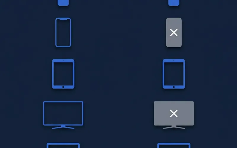 Grid of device silhouettes showing compatibility between the two apps
